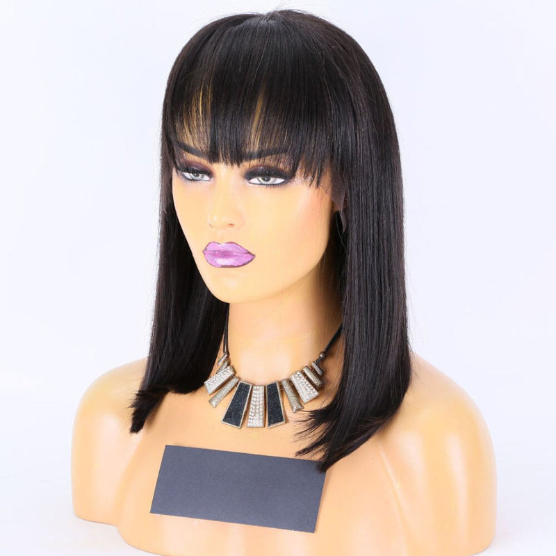 Indian Straight Bob Front Lace Wig with Bang
