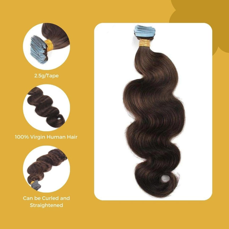 Natural Color Body Wave Tape Ins